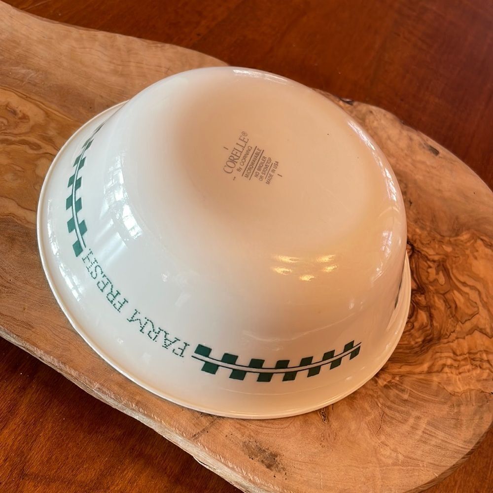 Set of Two Corelle Green Checkerboard Farm Fresh Homemade Cereal Bowl